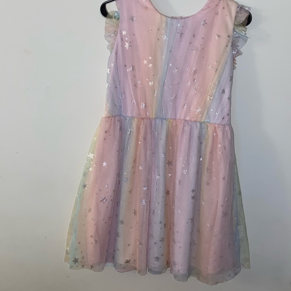 *Children’s Place* Size 16 Girl’s Rainbow Dress With Ruffled Lace Sleeves